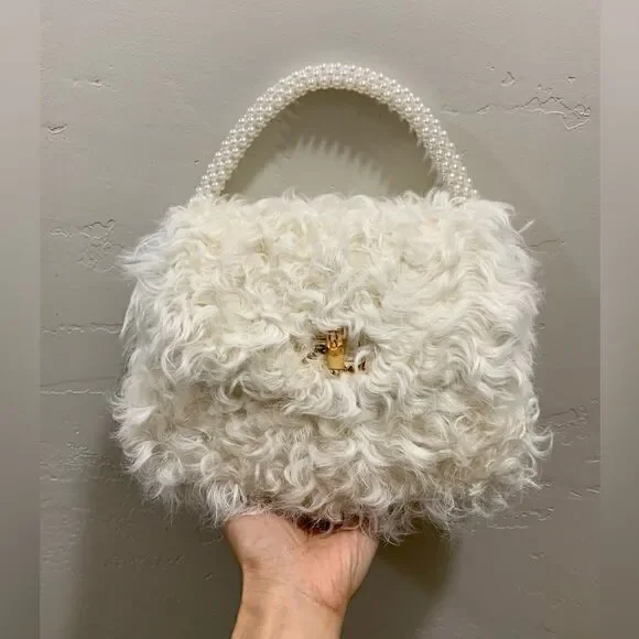 Handmade Genuine Curly Shearling Purse Includes 2 Chain Styles